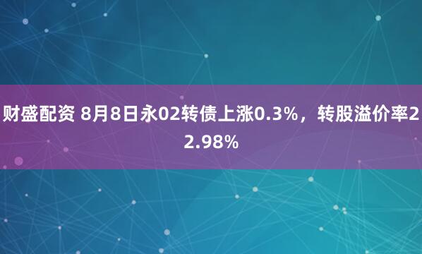 财盛配资 8月8日永02转债上涨0.3%，转股溢价率22.98%