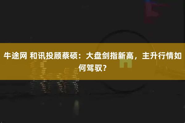牛途网 和讯投顾蔡硕：大盘剑指新高，主升行情如何驾驭？