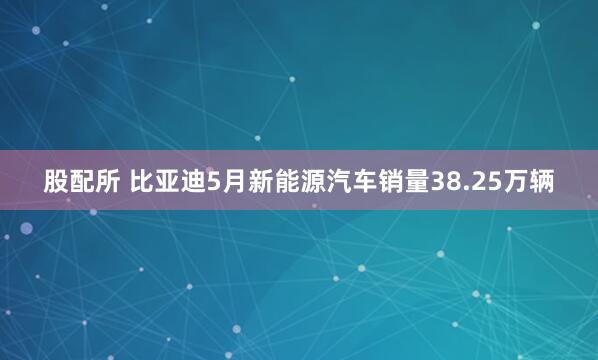 股配所 比亚迪5月新能源汽车销量38.25万辆