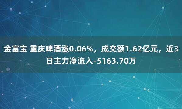 金富宝 重庆啤酒涨0.06%，成交额1.62亿元，近3日主力净流入-5163.70万